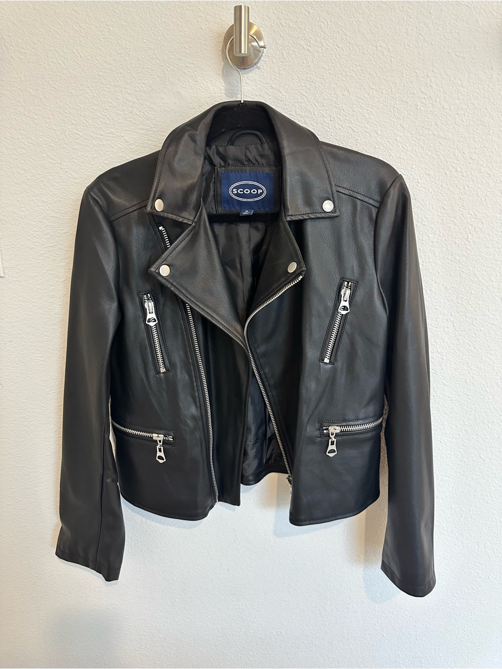 Scoop Black Leather Biker Jacket